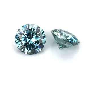 金英优秀切割GRA证书硅石钻石绿色蓝色圆形3-12毫米硅石VVS1松散宝石