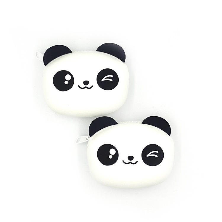 Cute Waterproof Cartoon Panda Mini Silicone Wallet Coin Purse with Customized Color for Kids Ages 7-12