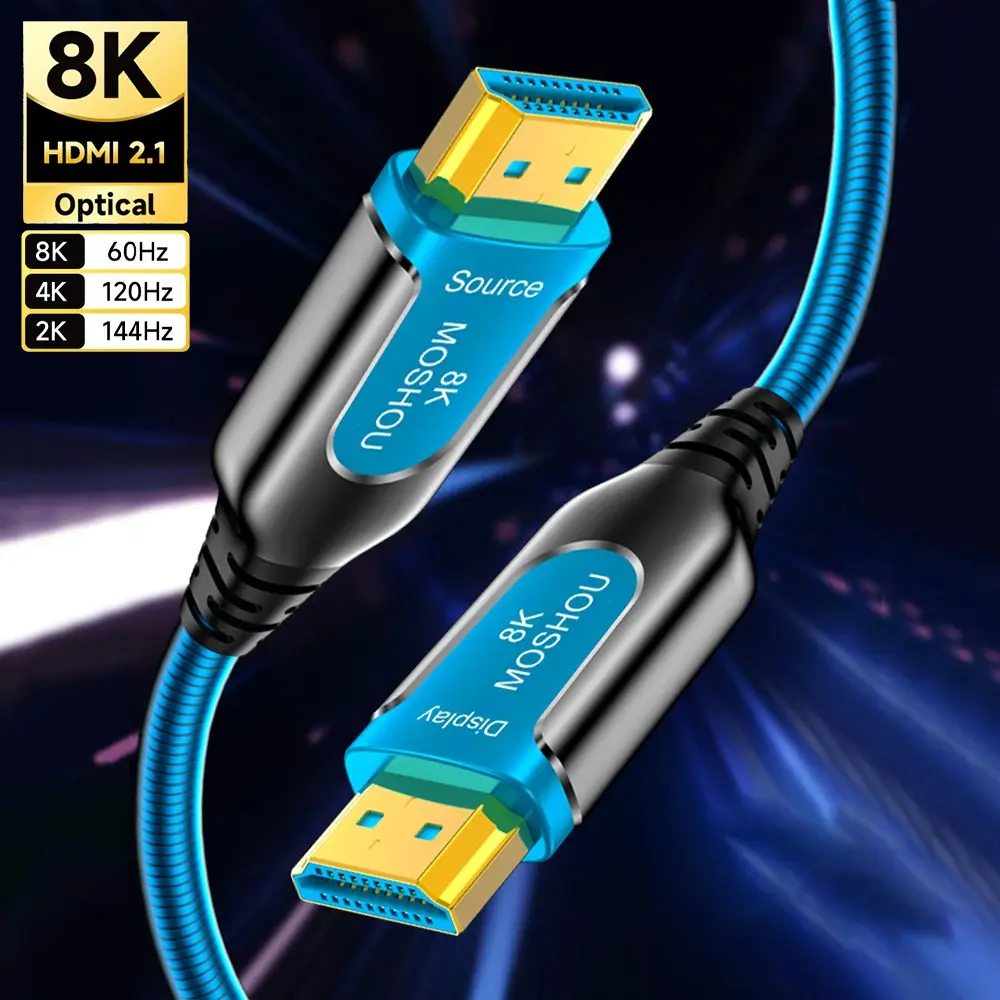 Nouveau câble à fibre optique HDMI 8K personnalisé 48Gbps câble HDMI 2.1 ultra haute vitesse 8K 60Hz 4K 120Hz HDR dynamique eARC HDCP 2.2 & 2.3