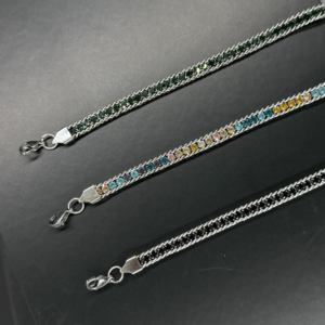 Exquisita pulsera de cadena cubana de acero inoxidable con circón de cristal geométrico colorido, joyería de cadena y eslabones de moda - Product Image 3