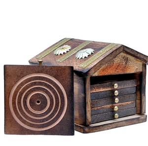 Ensemble de six sous-verres de style rustique avec support de rangement pour la protection des boissons chaudes et froides sur n'importe quelle table d'Inde - Product Image 6