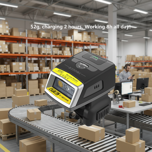 EF02 Wearable Mini Ring Barcode Scanner 1D/2D BT Hands-Free for PDA Smartphone Tablets Rugged Computers Zebra SE4107 Engine