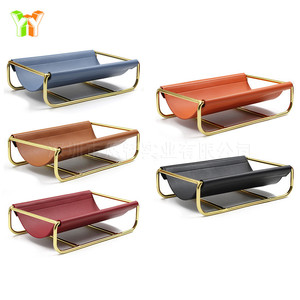 In Stock: Nordic Style Metal <b>Storage</b> Basket, Iron and Leather Desktop <b>Remote</b> <b>Control</b> Organizer, Key and Phone Holder - Product Image 4