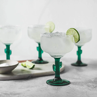 Verres à vin et margaritas personnalisés en forme de cactus soufflés à la main, couleur verte, pour cocktails, bières, boissons, cadeau de mariage, vente en gros