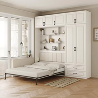 Lit Murphy moderne sur mesure, gain de place, taille Queen, avec placard, pliable, en bois, rembourrage en coton
