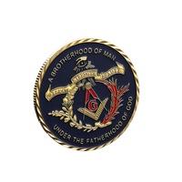 Pièce de défi plaquée or gravée, motif points colorés, style moderne européen, Franc-maçon, États-Unis, cadeau très demandé, vente en gros, motif personnalisable