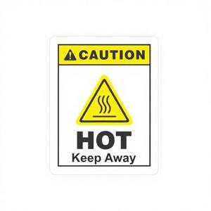 Autocollant de sécurité thermique M12-HOT, avertissement de risque de chaleur industrielle, résistant aux rayures, imperméable, finition mate, personnalisé AGS - Product Image 1