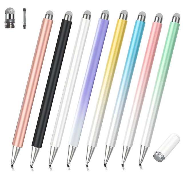 MEEPSS 2-in-1 Metal Rubber Tip Capacitive Stylus Pen for / Replacement with Silicone Nib-Universal Touch Pen