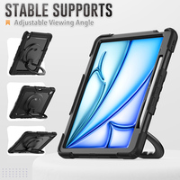 Étui Defender hybride en plastique et silicone avec bandoulière pour iPad Air 13 2024 M2 poignée rotative 360 intégrée
