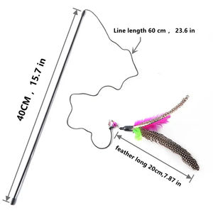Qbellpet Pearl Fasan Feather mit Bell <span class=keywords><strong>Toy</strong></span> <span class=keywords><strong>Cat</strong></span> Teaser Zauberstab Interaktives Katzen spielzeug <span class=keywords><strong>Scratcher</strong></span> Fire Feather Plaything Stick <span class=keywords><strong>Toy</strong></span> - Product Image 2