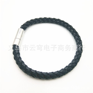 Blue And White Braided Cord <b>Bracelet</b> 6Mm Single Layer Magnetic Clasp Unisex Jewelry Accessory - Product Image 4
