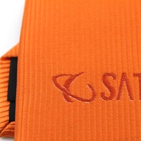 Cravates en polyester gros-grain tissé pour hommes, vente en gros Chine, cravate unie orange personnalisée avec logo pour hommes, boutique Saturn