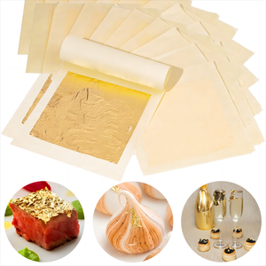 Feuilles de <span class=keywords><strong>feuille</strong></span> d'or comestibles 24K <span class=keywords><strong>Feuille</strong></span> d'or pur pour la décoration alimentaire Gâteaux Cuisson Crème glacée - Product Image 2
