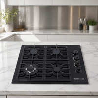 Table de cuisson à gaz encastrable 4 brûleurs à chauffage rapide 60 cm en verre trempé pour gaz GPL/GN
