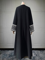 Vente en gros de robe abaya élégante en crêpe brodé noire, légère, modeste et décontractée pour l'été, respirante et bon marché