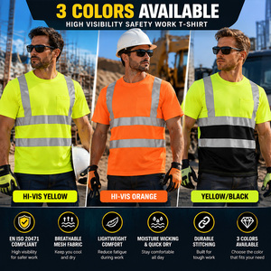 Magliette <span class=keywords><strong>da</strong></span> Lavoro Riflettenti EN20471 a Maniche Corte per Ingegneri Elettrici, Fabbriche Chimiche, Miniere, Edilizia, Abbigliamento <span class=keywords><strong>da</strong></span> Lavoro ad Alta Visibilità - Product Image 6
