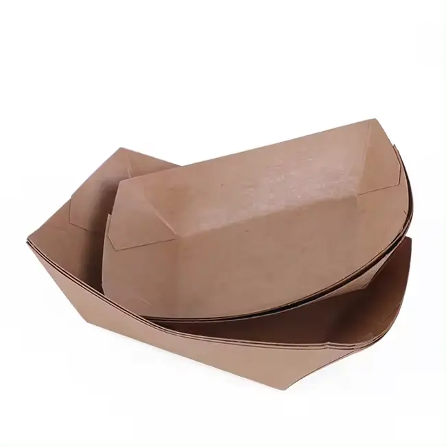 Nhà máy tùy chỉnh in ấn dùng một lần kraft giấy thuyền hộp Hot Dog thực phẩm khoai tây chiên khay Snack carton thịt nướng hộp