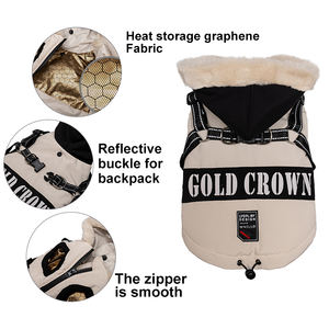 Neuheit: Personalisierbare Daunenjacke für Haustiere mit Kunstfellkapuze, Wasser- und Winddicht, Atmungsaktiv, aus Polyester, Einfarbig/Color-Block für Hunde - Product Image 2