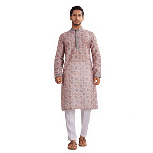 <b>Men's</b> Long <b>Kurta</b> 100% Cotton Digital Printed Textured Eid Diwali Festival Wear <b>Kurta</b> Available at Affordable Price - Product Image 1
