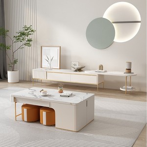 <span class=keywords><strong>Tavolino</strong></span> da Caffè Multifunzionale di Alta Qualità con Piano in Pietra Sinterizzata Sollevabile ed Estensibile per Piccoli Soggiorni <span class=keywords><strong>e</strong></span> Arredamento Alberghiero - Product Image 4