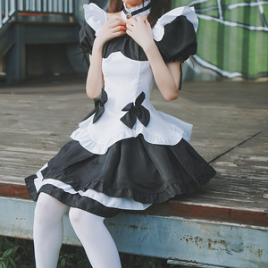Japanese Style Black White Maid Dress Set for Women Spring 2025 Lolita Princess Costume Cosplay Outfit Accessories Skirt 14 - Product Image 3