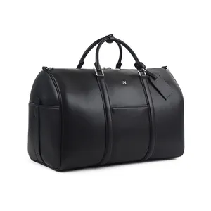 Bolsa de couro luxuosa personalizada com caixa de sapatos, bolsa de ginástica de couro para homens, sacola de viagem para bagagem