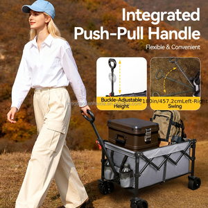 Chariot de camping pliable, chariot à main portable léger, chariot de courses d'extérieur avec roues, chariot de courses pliable - Product Image 1