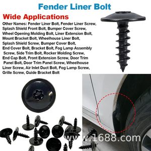 Self Tapping <b>Screws</b> 2N90974701 Black <b>Flat</b> Head Metric Steel For Volkswagen B5 Audi Q5 Mudguard - Product Image 3