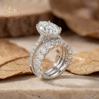 Anillo de Compromiso con Diamante Cultivado en Laboratorio, Corte Ovalado, Certificado por IGI, Anillos de Boda Clásicos para Pareja, Chapados en Oro sobre Plata 925, Personalizados