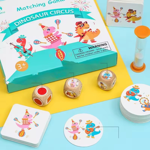 เกมลูกเต๋าไม้จับคู่ไดโนเสาร์ซิร์คัส พร้อมแฟลชการ์ด เกมต่อสู้ เสริมสร้างตรรกะและการคิด ของเล่นเสริมพัฒนาการแบบอินเทอร์แอคทีฟสำหรับพ่อแม่ลูก - Product Image 4