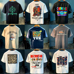 T-shirt da uomo a maniche corte con stampa di design di alta gamma in stile americano, nuova maglietta casual a vestibilità ampia. - Product Image 4