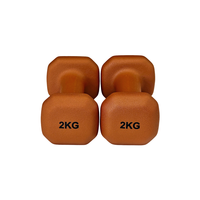 Haltères hexagonaux colorés marron 2 kg en néoprène pour la musculation à domicile et l'entraînement de force