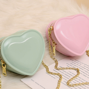 حقيبة يد صغيرة إبداعية ولطيفة للأطفال على شكل قلب من الجلد الصناعي، حقيبة كتف أنيقة للزينة مع سلسلة - Product Image 6