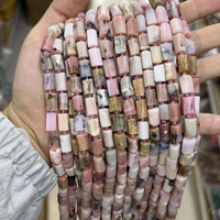 Perles en pierre naturelle 8*12mm, Jaspe Océan Pérou Opale Rose Facetté en forme de tube cylindrique pour la fabrication de bijoux et accessoires
