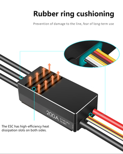 Controlador de Velocidad ESC de Alta Tensión de Plástico de 200A 5-14s, Programación por Aplicación Móvil, Función de Registro de Datos, Drones de Ala Fija - Product Image 6