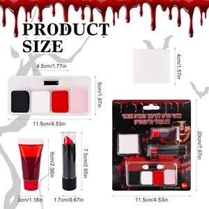 Kit de pintura facial profesional 4 colores pintura facial <span class=keywords><strong>para</strong></span> <span class=keywords><strong>Halloween</strong></span> pintura facial fácil sangre falsa lavable rojo <span class=keywords><strong>para</strong></span> escenario FIESTA DE Cosplay - Product Image 3
