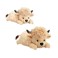 Peluche de vache des Highlands lestée, animal sauvage, utilisable au micro-ondes, avec coussin chauffant amovible en pierre de tourmaline