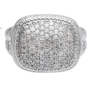 แหวนเพชรเงินแท้ 925 Jewelspaark น้ำหนัก 0.95 กะรัต ทรงกลมเจียระไนแบบบริลเลียนท์ สี G-H หัวแหวนทรงสี่เหลี่ยม แหวนหมั้นสำหรับผู้หญิง - Product Image 1