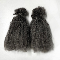 Extensions de cheveux humains KAMA Salt and Pepper, bouclées, afro, crépues, en vrac, pour tresses et torsades au crochet, pour personnes de couleur grise