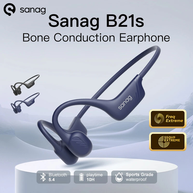 Sanag B21S Wireless Bone Conduction Earphones Bluetooth 5.4 HiFi Bass Headphones IPX5 Waterproof Running Sports Earbuds