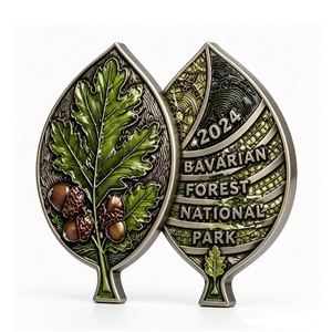 Parc National Forêt Bavaroise 2024 Médaille Feuille de Chêne en Alliage de Zinc Plaqué Argent avec Gravure Souvenir Jeton de Collection - Product Image 6