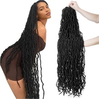 Tresses au Crochet Faux Locs de 36 Pouces, Douces et Pré-Bouclées pour Femmes, Extensions de Cheveux Bouclés pour Tressage au Crochet
