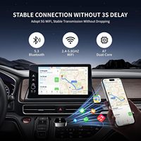 CarPlay Inalámbrico Mini, Pantalla WiFi para Auto, Estéreo con GPS, Control Remoto, Puerto Tipo-C para iPhone, Android Auto, Mirror App, YouTube, TikTok