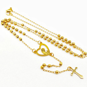 Collana <span class=keywords><strong>Rosario</strong></span> in Acciaio Inossidabile Antiossidante 4MM con Perline Placcate <span class=keywords><strong>Oro</strong></span> Argento, <span class=keywords><strong>Rosario</strong></span> Vergine Maria e Cristo, Madonna di Guadalupe - Product Image 4