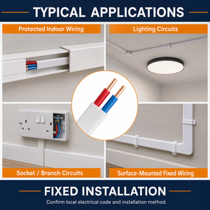 Cavo Piatto Doppio da Fabbrica 1mm 1.5mm <span class=keywords><strong>2</strong></span>.5mm 4mm in Rame Solido BVVB <span class=keywords><strong>2</strong></span> Conduttori Isolato in PVC Guaina in PVC per Cablaggio Domestico e Edilizio - Product Image 5