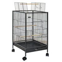 Cage à oiseaux AIER B081 durable à toit ouvert avec support roulant, cage rectangulaire en métal pour perruches et agapornis 46x46x78cm