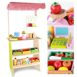 <span class=keywords><strong>Caseta</strong></span> de juguete de comida de <span class=keywords><strong>madera</strong></span> para niños, juego de simulación de tienda de frutas y verduras, superventas, 2023 - Product Image 1