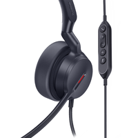 Auriculares con cable Yealink UH46 USB-C/USB-A profesionales con 3 micrófonos, reducción de ruido por IA, ecualizador dinámico y diseño sobre la oreja.
