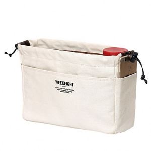 Large Capacity Canvas Storage <b>Bag</b> Portable Cosmetic and Stationery <b>Bag</b> with <b>String</b> Closure - Product Image 1