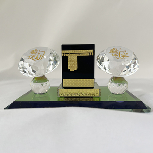 Allah <span class=keywords><strong>Mohammed</strong></span> imprimé en or sur diamant de cristal avec Kaaba, cadeau islamique MH-G0488 - Product Image 4